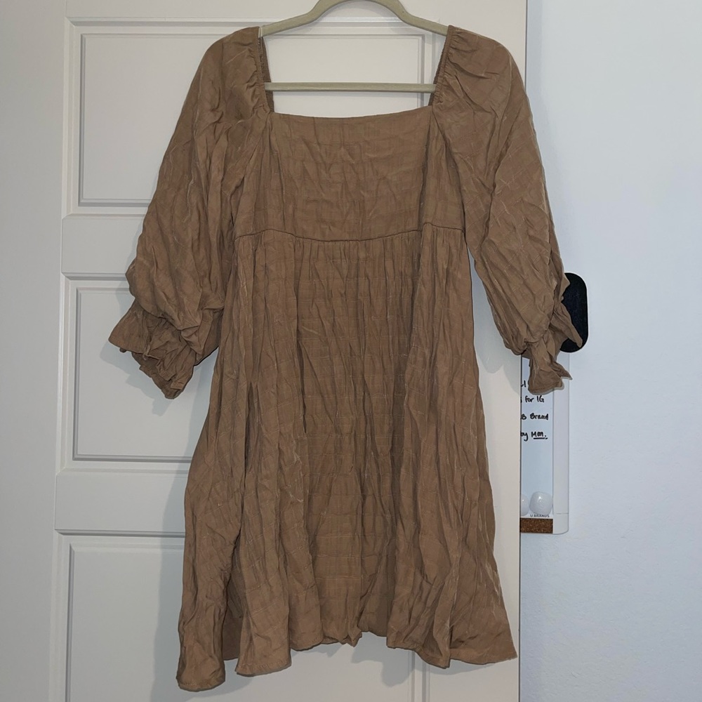Brown Mini Babydoll Dress